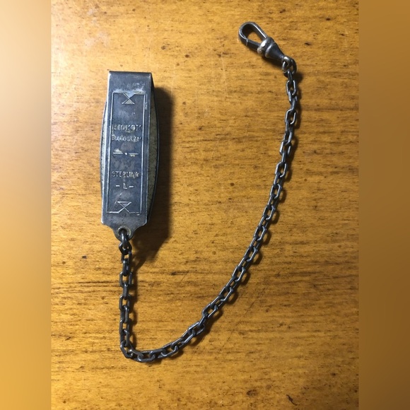 Vintage Hickok Sterling Silver Beltogram Art Deco men’s belt loop watch chain - Picture 2 of 6